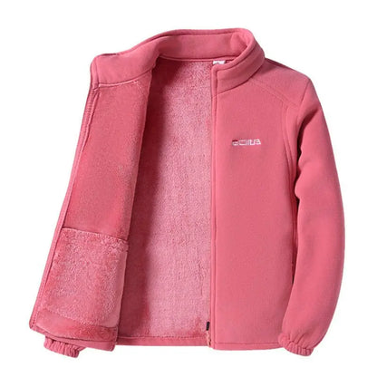 Women Jacket Zipper Sweatshirt Wool Lining Warm Coat Polar Fleece Stand Up Hoodie for Sports Leisure Clothes for Women Black Top