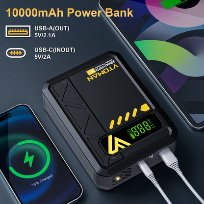 VTOMAN X4 Car Jump Starter 2500A Car Power Bank 4 In 1 with Portable Air Compressor Car Starter Booster for 8.5L Gas/6.0L Diesel