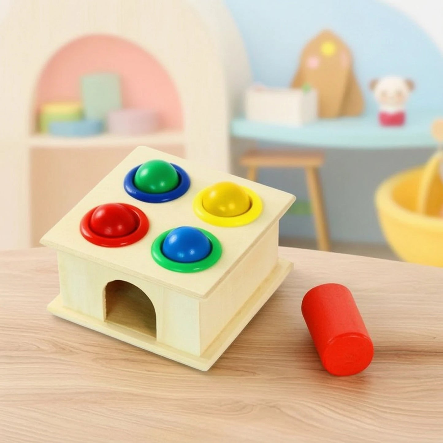 Wooden Pounding Toy Compact Hammering Toy Wooden Mallet Lightweight Mini for Toddlers, Playroom, Classroom