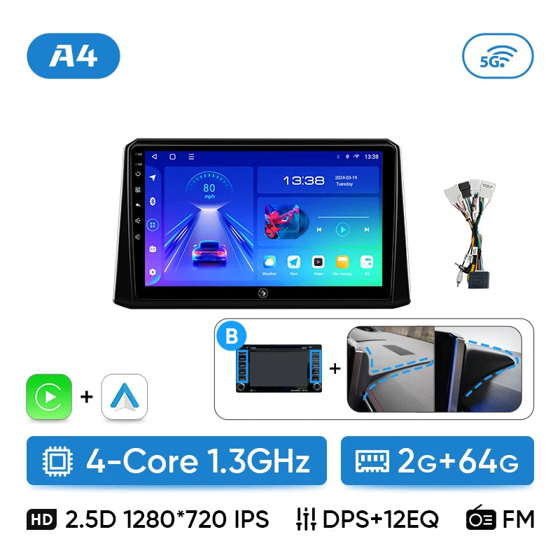 Ainavi Car Multimedia For Toyota Corolla 2019-2026 E210 Wireless Carplay Android Auto 4G Car Radio DSP Stereo IPS Screen 2 Din