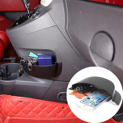 For Fiat 500 2011-2017 ABS black car center console side storage box mobile phone box key box car storage box accessories