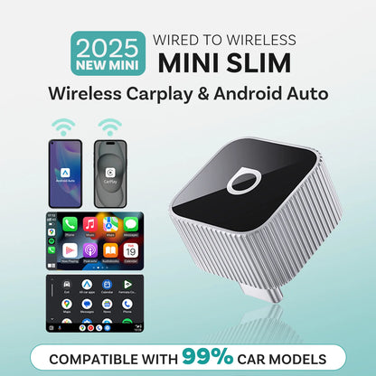 Ottocast 3.0 Mini Slim Wireless CarPlay Adapter Android Auto Dongle Plug Play Bluetooth 5.0 Wifi Auto Connect for 98% of Cars