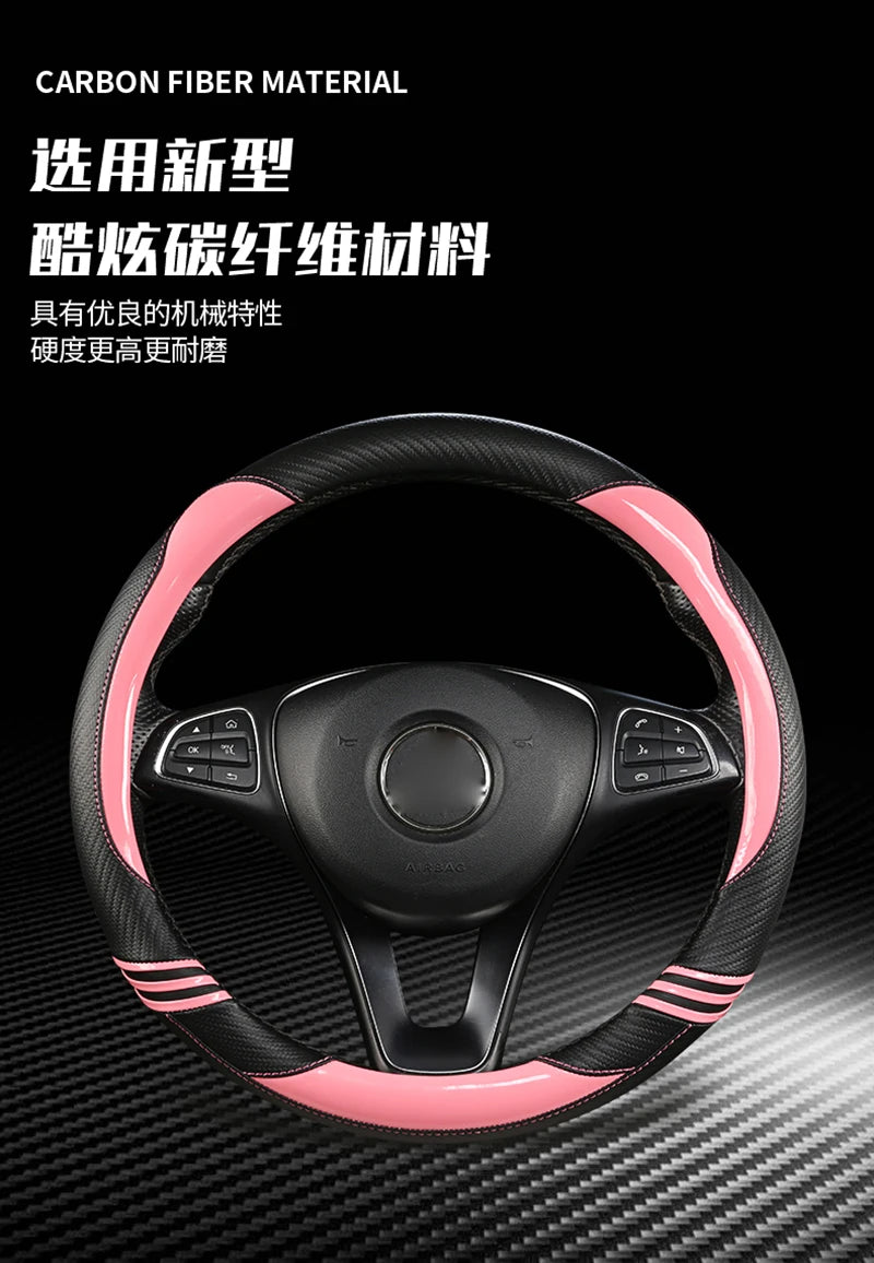 Carbon Fibre Car Steering Wheel Cover For Seat Leon 5F Mk3 2013-2022 Ibiza 6J 2022 Tarraco Arona Ateca Alhambra Auto Accessories