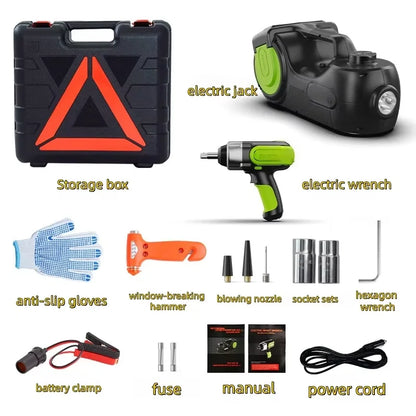 12V in-car digital display hydraulic 5-ton electric jack air pump wrench multifunctional emergency tire change height lift