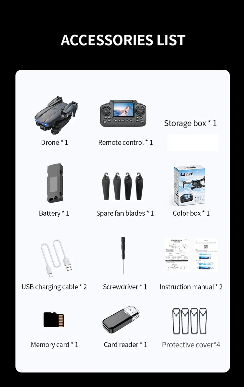 E99 Pro Drone Screen remote control Quadcopter Remote Four Axis Aircraft 8K HD Photography UAV Altitude Fixation Helicopter Toy