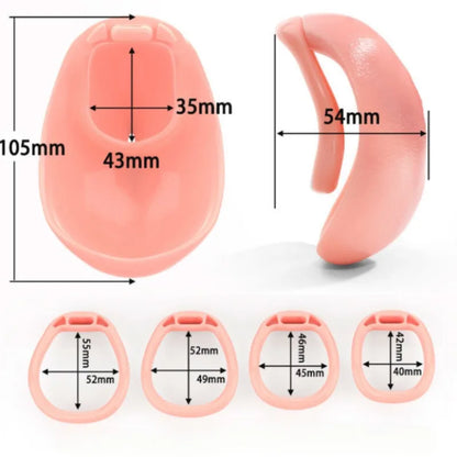 Realistic Pussy Hole Chastity Cage with 4 Size Penis Rings for Men Curve Vagina Texture Cock Lock Bondage Sex Toys for Gay Sissy