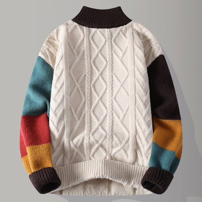 Autumn/winter Fashion Trend Retro Sports Thickened Warm Knitted Sweater Men's Loose Comfortable Large Size High Quality Sweater