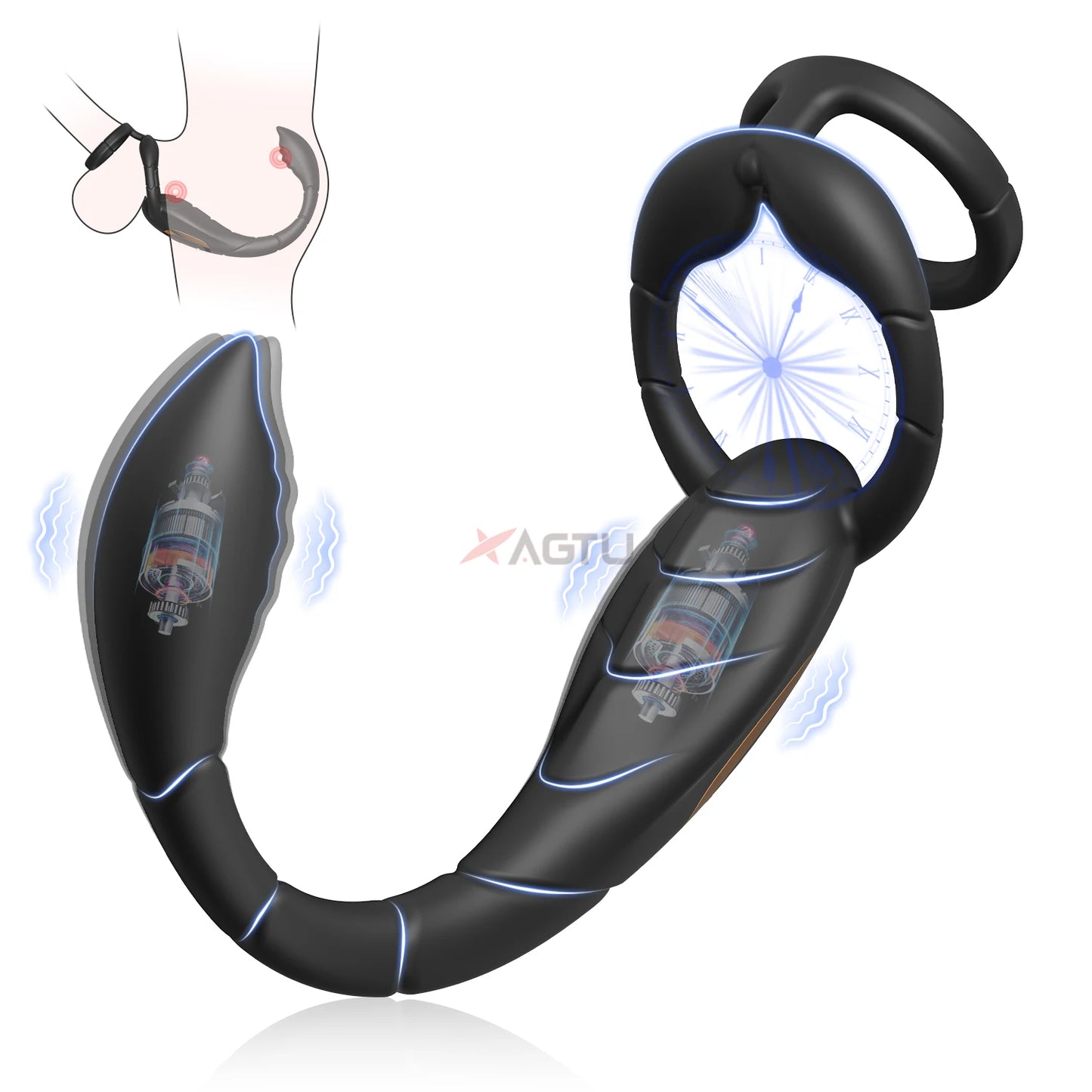 Cock Ring Prostate Vibrator for Men Male Double Ring Anal Plug Vibrating Delay Ejaculation Male Masturbator Sex Toys for Men 18+