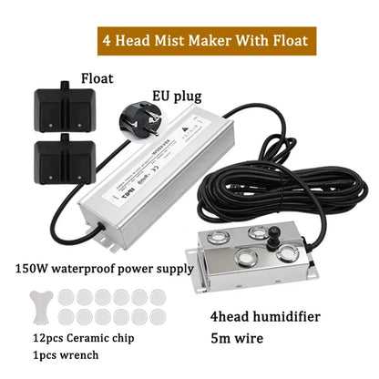 2/4/6/8/10/12 Head Ultrasonic Mist Maker Fogger Stainless Steel Air Humidier Garden/Rockery/Pool Fog Sprayer Generator 220V
