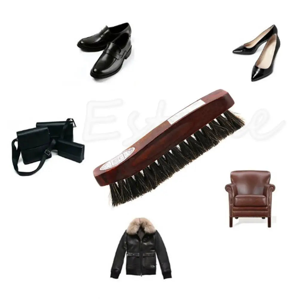 Cleaning Brush Kit Soft Horse Hair Shoe Brush Cleaner Accessory for Leather Shoe Polishes Maintenance