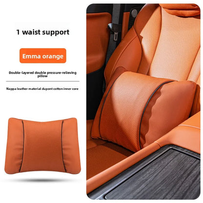 High Quality Universal Car Headrest Cushion Car Seat Neck Pillow High-grade Leather Breathable Lumbar Support Car Pillow