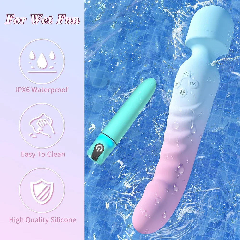 Heating AV Wand Vagina Vibrator for Women G-Spot Clit Stimulator Nipples Breast Massager Female Masturbator Sex Toy for Women