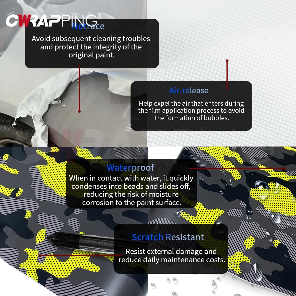 Motorcycle Adhesive Vinyl Wrap Car Cover Yellow Accessories Auto Jeep Off-Road Camouflage Film Vehicle Decoration Car Body Films