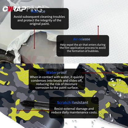 Motorcycle Adhesive Vinyl Wrap Car Cover Yellow Accessories Auto Jeep Off-Road Camouflage Film Vehicle Decoration Car Body Films