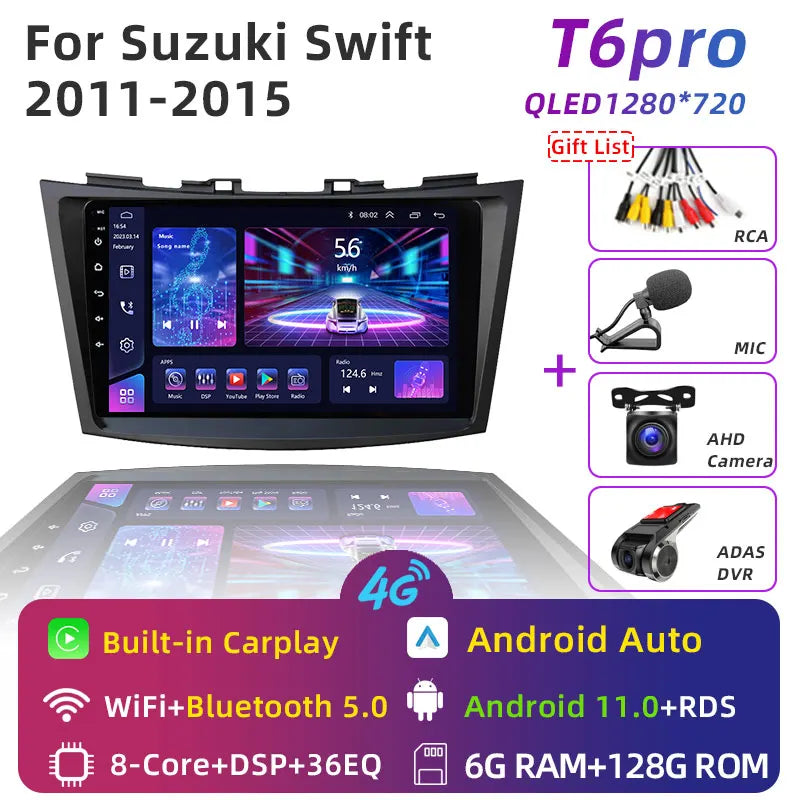 JUNDOF 9" CarPlay 2DIN Android Auto Car Radio Stereo For Suzuki Swift 2011 2012 2013 2014 2015 2016GPS Multimedia Video Player
