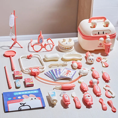 Rabbit Doctor Play Set for Kids Medical Kit Pretend Play Dentist Nurse Role Play Toy with Stethoscope Educational Learning Gift