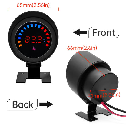 52mm 2 in 1 LED Digital Water Temp Gauge Voltmeter 12V 24V Car Truck Motorcycle with 10mm Sensor 26-40MM Adapter Celsius Meter