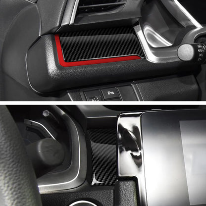For Honda Civic 10th Gen (2016 -2021) Interior Accessories, Car Center Console Gear Shift Panel , Carbon Fiber ABS Trim Sticker