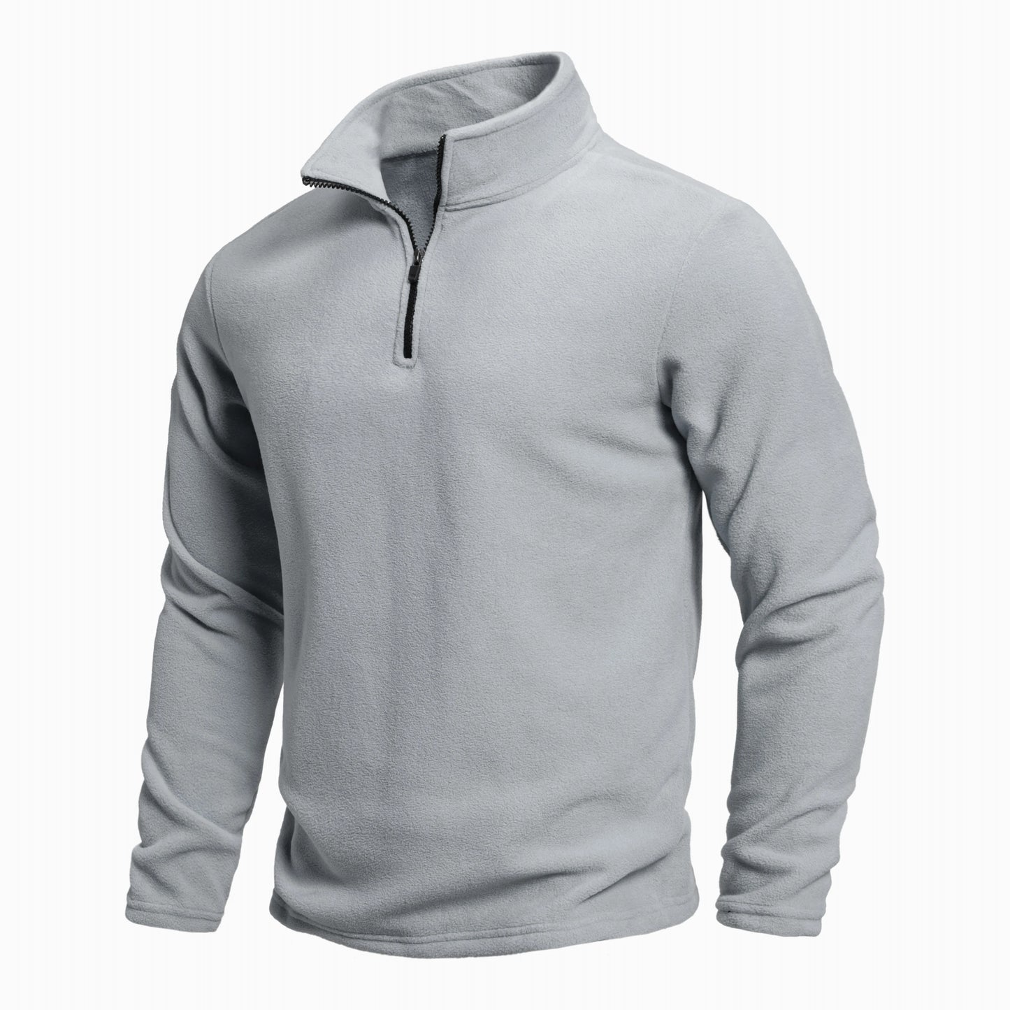 Men's Outdoor Warm Fashion Pullover Winter Warm and Comfortable Half Zip Solid Color Polar Fleece Pullover