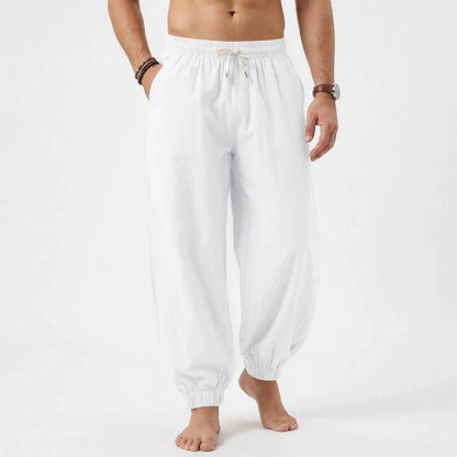 Men Summer Linen Jogger Pants Plus Size, Loose Beach Casual Trousers For TK EU US