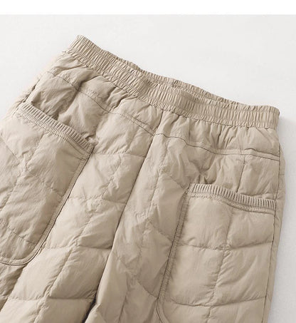 Women's Quilted Pants Casual Lightweight Thickened Warm Harem Style Straight Leg High Waist Long Trousers Winter Fashion