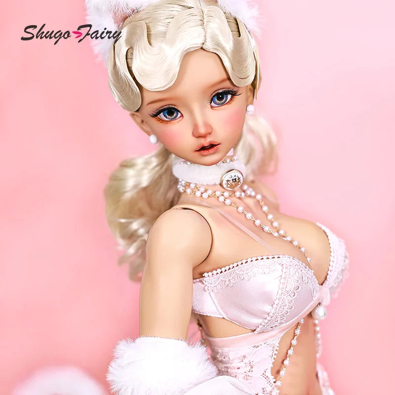 BJD Nata Vintage Collection Toy for Girl Pink SecExamen Lace, Goddess Toy for Girl Attractive Home Gown, 1/3 BJD Full Set