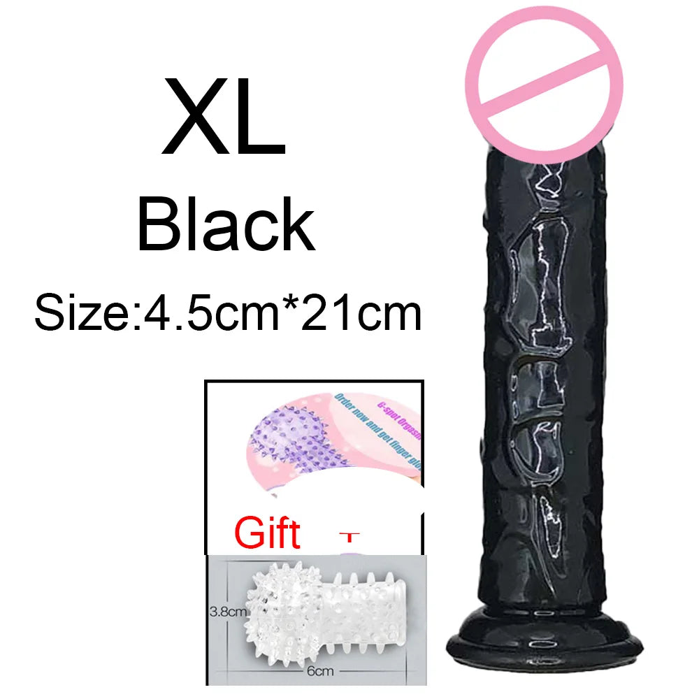 Cheap Women Erotic Anal 5 Colors Big Transparent Dildo Suction Cup Jelly Dick Sex Toys Soft Clitori Vaginal Masturbators Penis