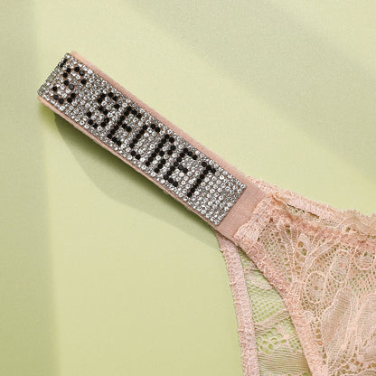 Victoria's Secret Classic Women's Lingerie Set Sexy Lace Trim Pattern Breathable Gathered Padded New Soft Bra and Panty Set