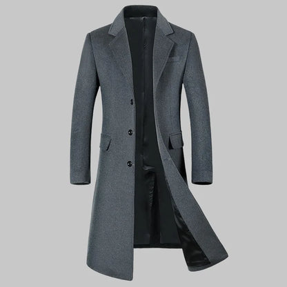 Quality Thickened Long Woolen Blends Coat Men's Autumn Winter New Style Casual Business Windbreaker Jacket Fashion Trench Coats