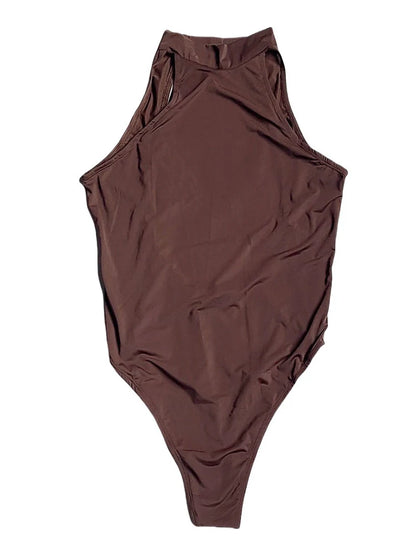 Fashion High Cut Thong Bodysuit Tops Women's Ice Silk Shiny Sheer See Through Tights Backless Elastic Sexy Shaper Wear Leotard