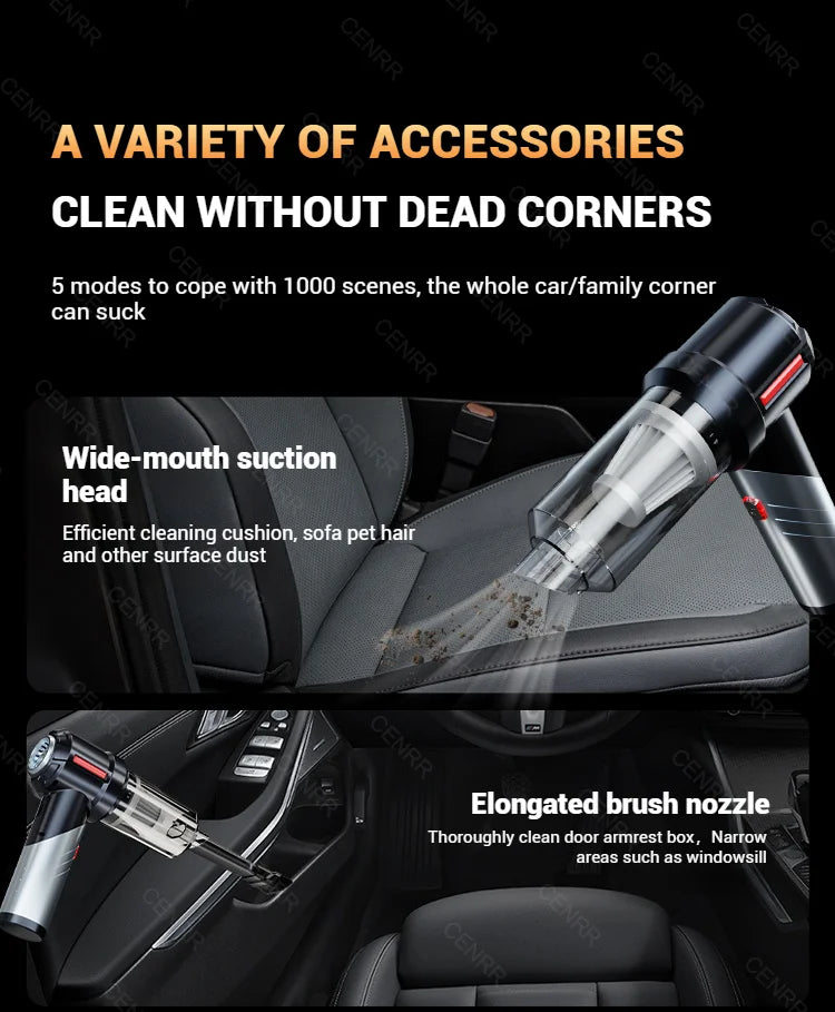 CENRR 998000PA Car Vacuum Cleaner Powerful Mini Cordless Portable Vacuum Cleaner for Home Appliance Handheld Blower Car Cleaner