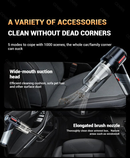 CENRR 998000PA Car Vacuum Cleaner Powerful Mini Cordless Portable Vacuum Cleaner for Home Appliance Handheld Blower Car Cleaner