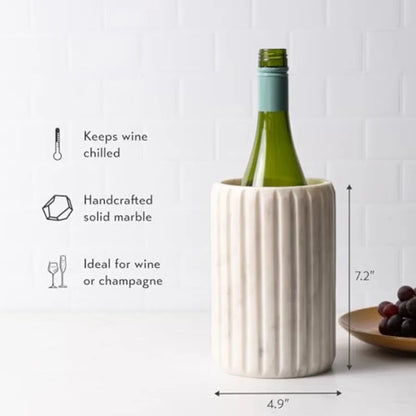 Marble Wine Chiller, Champagne Bucket for Parties, Bottle Cooler for Dining Tables, Outdoor Patios and More - Handcrafted Natur