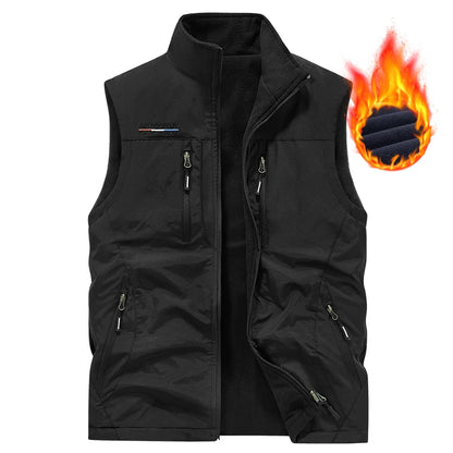 Men's Outdoor Sports Leisure Windproof Cold Proof Warm Vest for Autumn and Winter Comfortable Plush Warm and Fashionable Vest