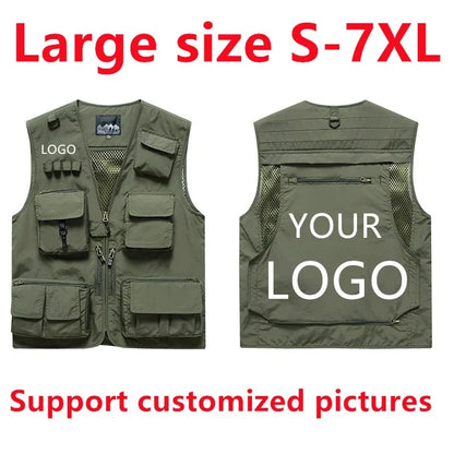 Custom Logo Men's Fleece Vest Winter Warm Sleeveless Jacket Casual Outdoor Sports Waistcoat Male Plus Size 7XL Brand Clothing