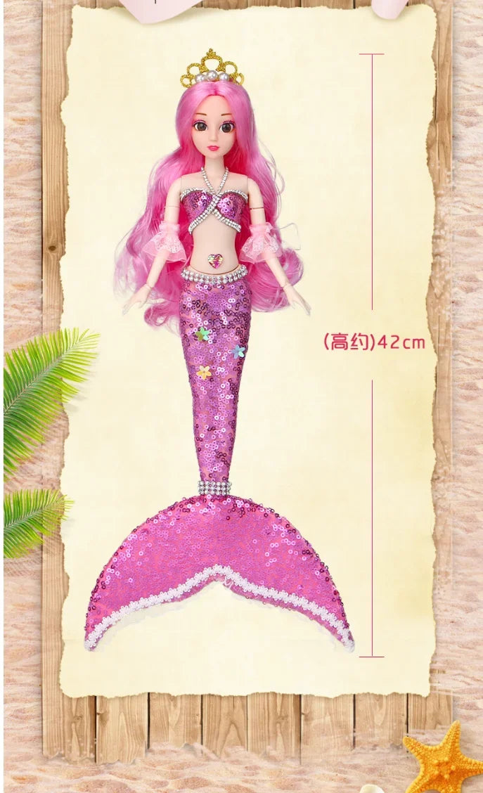 1/6 Cute Princess Mermaid Dolls with Sequin Skirt Suit Multi Joints Movable Doll Kids Toys Birthday Christmas Present Gifts