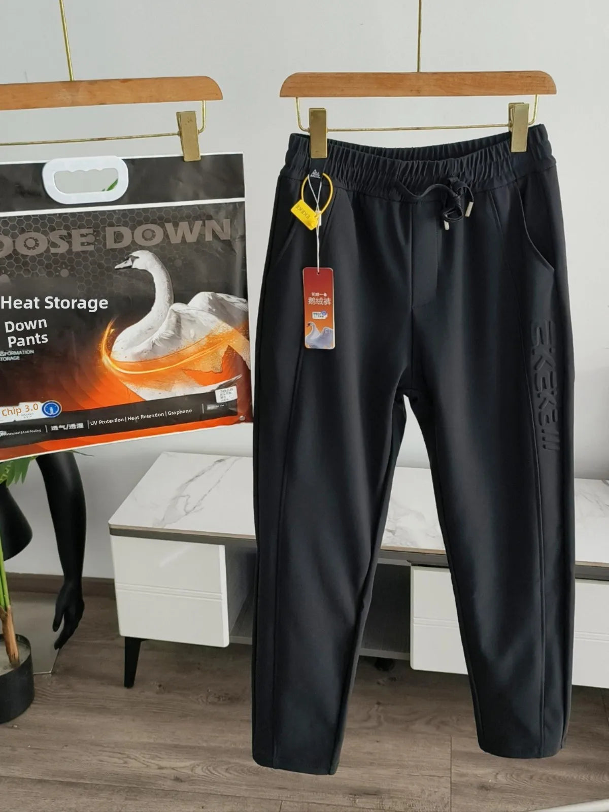 Heated Graphene Warmth Couples Style 90 White Goose down Casual down Pants Anti-Cold Waterproof Straight Leg Fashion Urban Wear