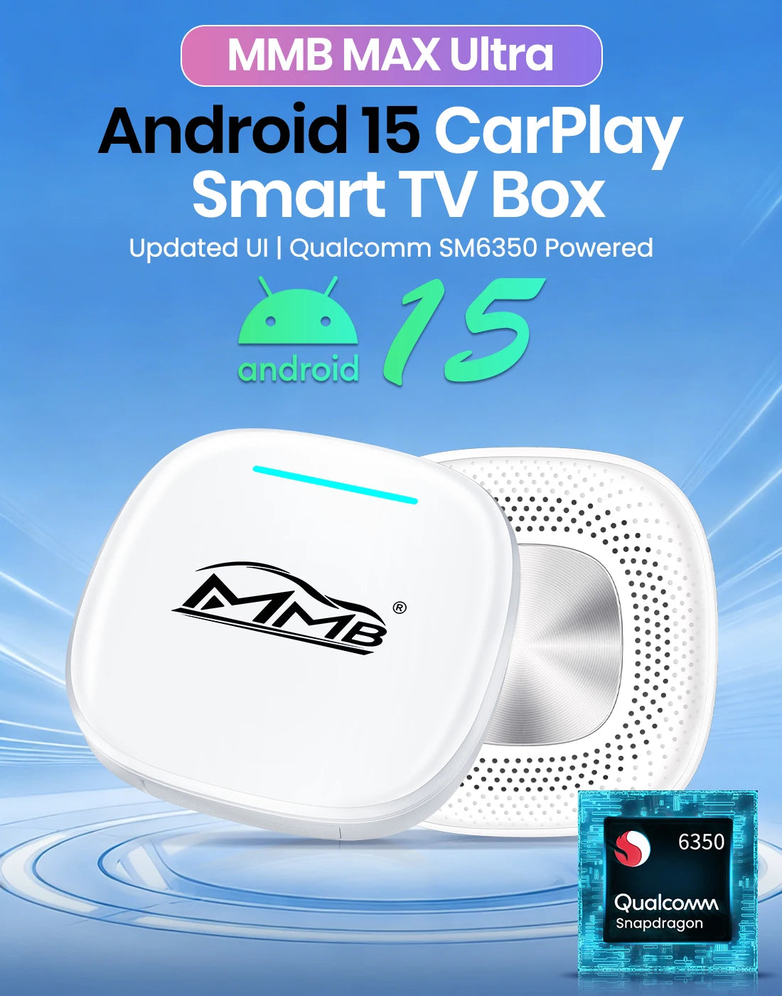 3 in 1 Android15 Wireless Car Carplay Wireless Android Auto MMB MAX Smart Box QCM6350 8-Core GPS WiFi 4G SIM AI Box For Youtube