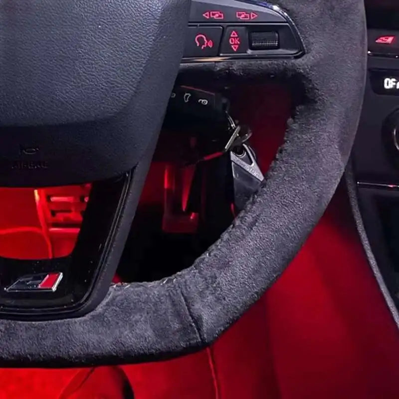 For Seat Leon Cupra R Leon ST Cupra Leon ST Cupra Ateca Cupra Ateca FR Anti-Slip Black Suede Braid Car Steering Wheel Cover