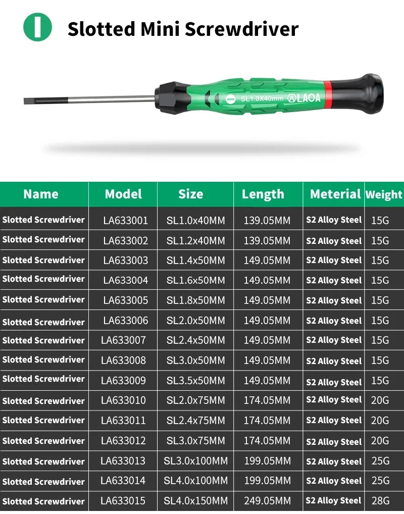 LAOA 1pcs precision screwdriver SL1.0-4.0 screwdriver phillips mini screwdriver phillips screwdriver plum blossom T5-T20
