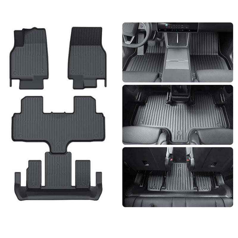 For Tesla Model Y L Whole TPE Floor Mats Four Seasons Waterproof Anti-Slip Mat Foot Pads Model YL Rear Trunk Mat Car Accessorie