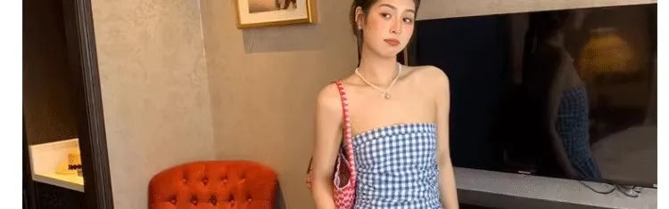 Thai Vacation Style Off-Shoulder Wrap Dress Women's Summer Design Sensation Waist-Cinching Tube Top Long Dress