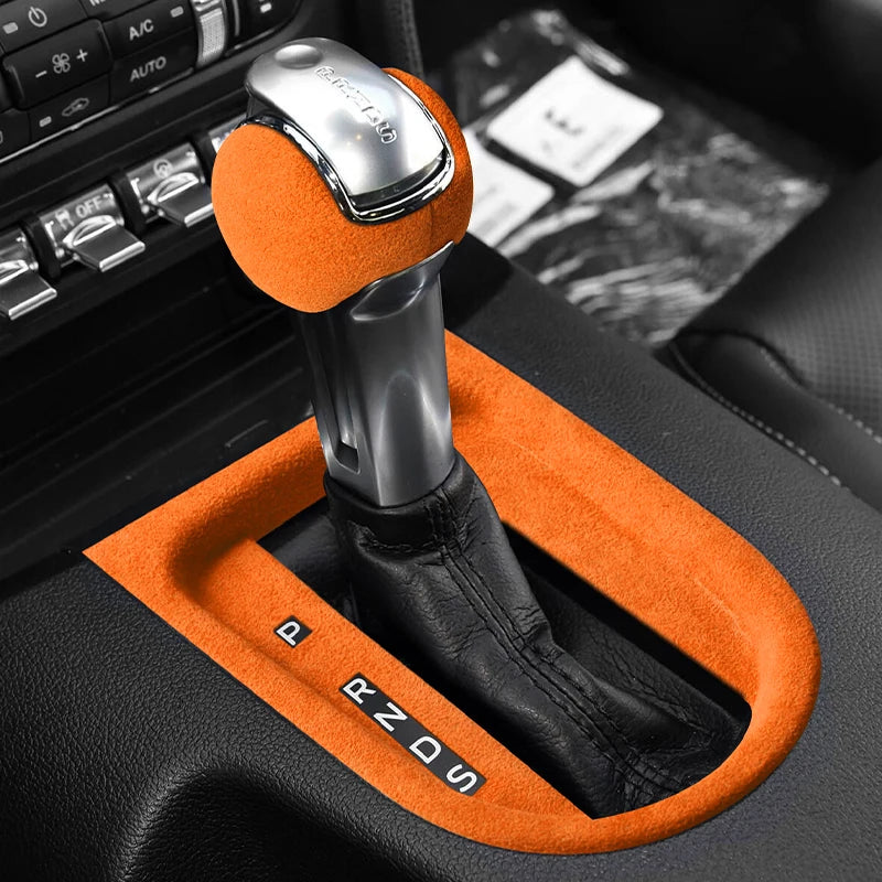 Made of Alcantara For Mustang Car Center Console Gear Shift Panel Trim Sticker and Gear Shift Boot Cover Interior Accessories