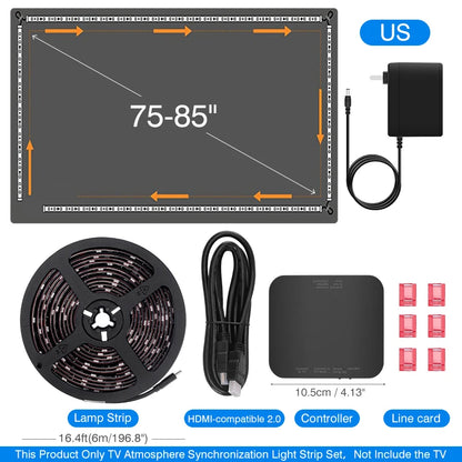 Color Real-Time Sync LED Light Strip For 40-85Inch TV Ambient Backlight HDMI-Compatible 2.0 Device Sync Box Light Kit For TV Box