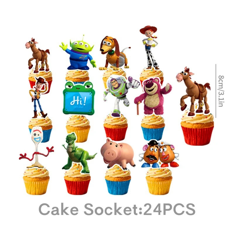Toy Stories Theme Birthday Party DIY Decoration Toy Inspire Backdrop Hot Anime Cartoon Paper Plate Cup Birthday Party Supplies
