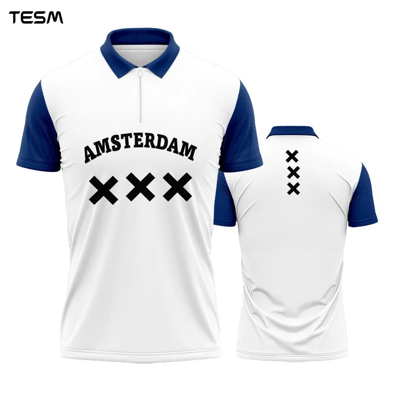 Sports POLO Shirt Summer Men Casual Short Sleeve Lapel Printed T-shirt Striped Retro Fashion Top Outdoor Team Breathable POLO