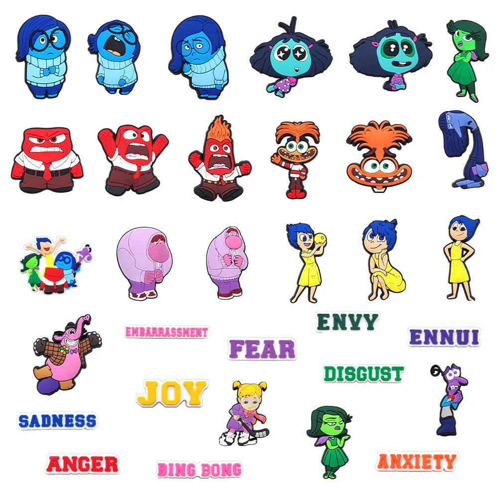 Hot Sales Cartoon Hot Toys Inside Out Series PVC Shoe Accessories Wristbands Slipper Decoration DIY Creativity Party Gifts