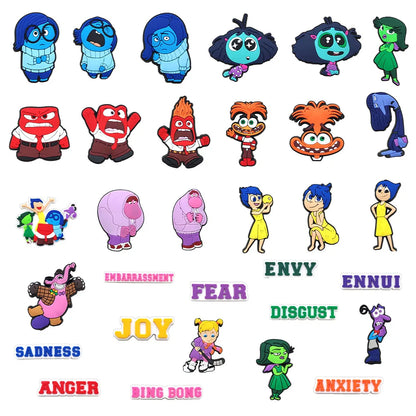 Hot Sales Cartoon Hot Toys Inside Out Series PVC Shoe Accessories Wristbands Slipper Decoration DIY Creativity Party Gifts