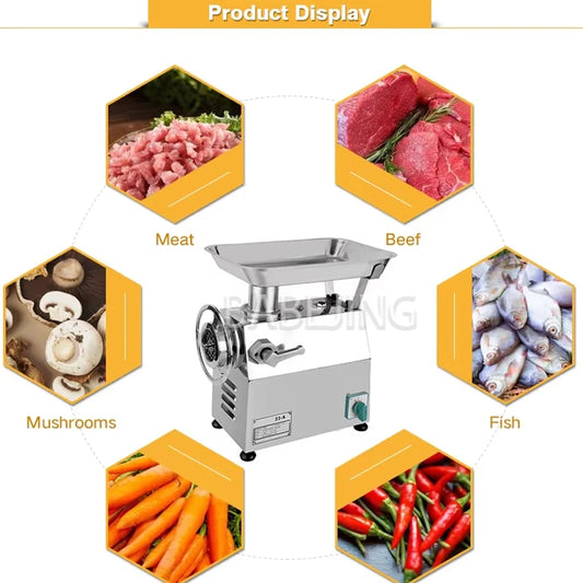BABEJING Stainless Steel Meat Grinder Electric Household Chili Chopper Commercial Industrial Kitchen Tool for Grinding Meat