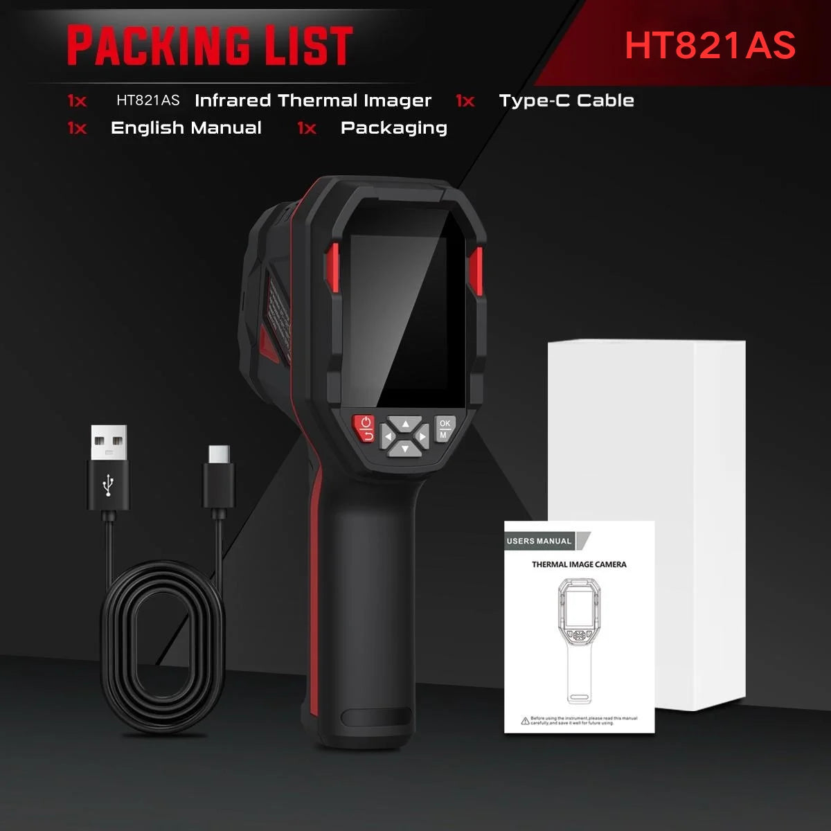 HABOTEST HT821A rechargeable thermal imaging camera -20 ℃~550 ℃ waterproof, dustproof, and anti drop handheld thermal imaging
